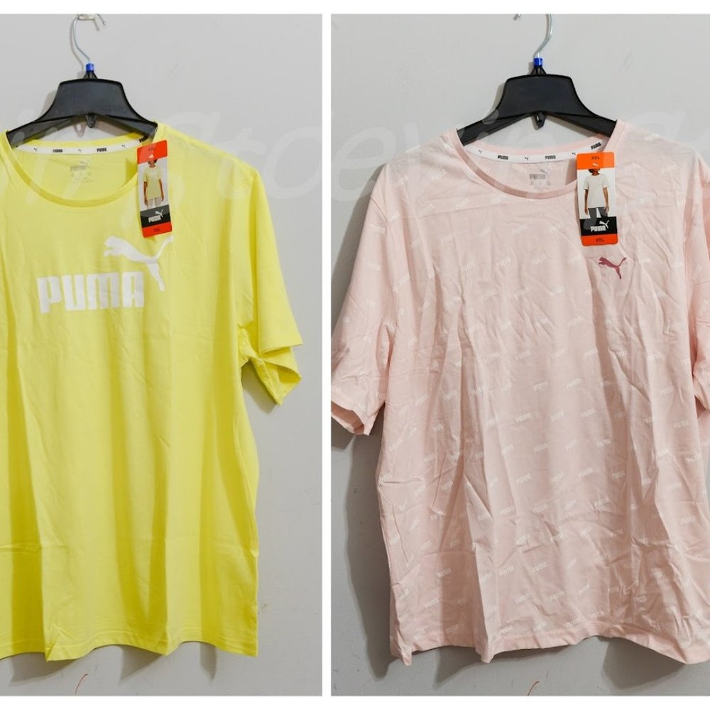 2 size XXL Puma Ladies'‎ Boyfriend Logo Tees Yellow+pink
